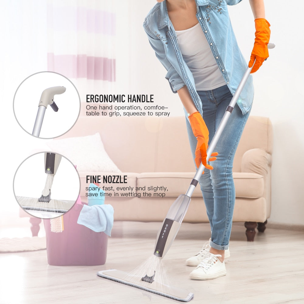 Spray Floor Mop with Replacement Microfiber Pads