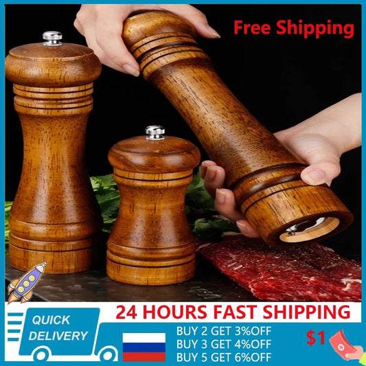 Solid Wood Spice Pepper Mill