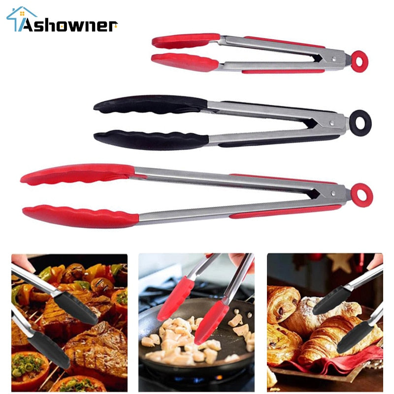 Silicone Food Tong Stainless Steel GrillingTongs