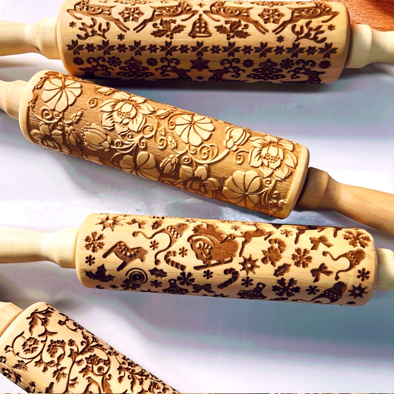 Christmas Embossing Rolling Pins With Patterns