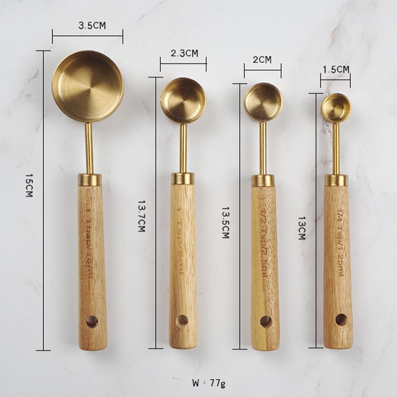 Wooden Gold Measuring Cups And Spoons