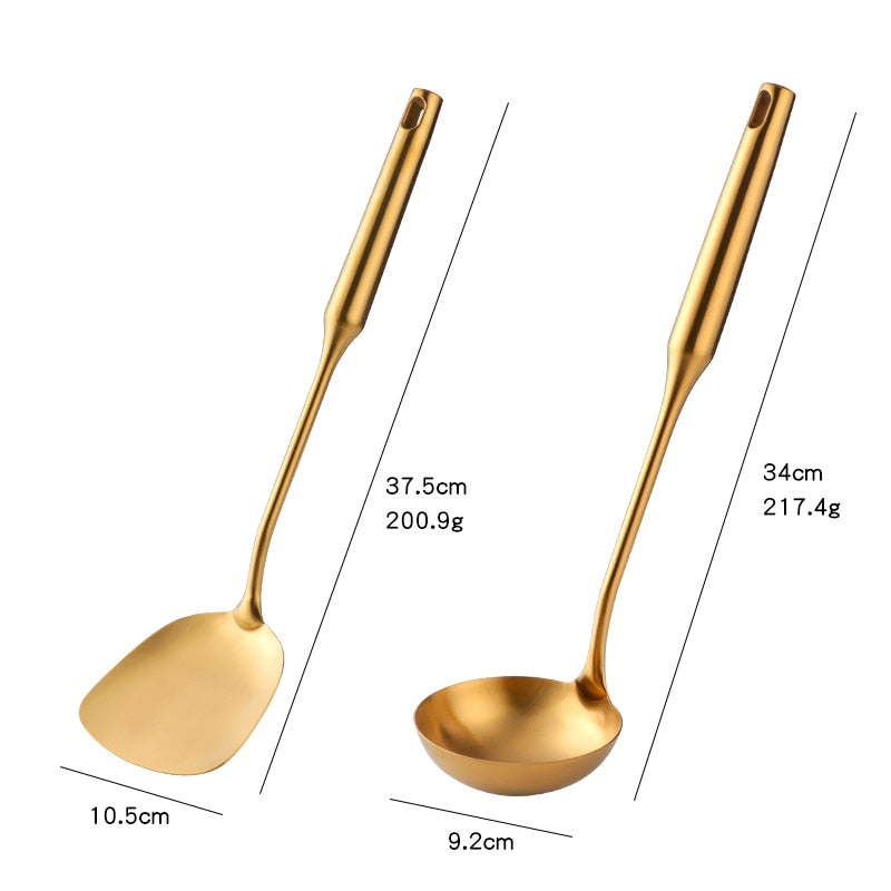 CookwarLong Handle Set Gold Cooking Utensils