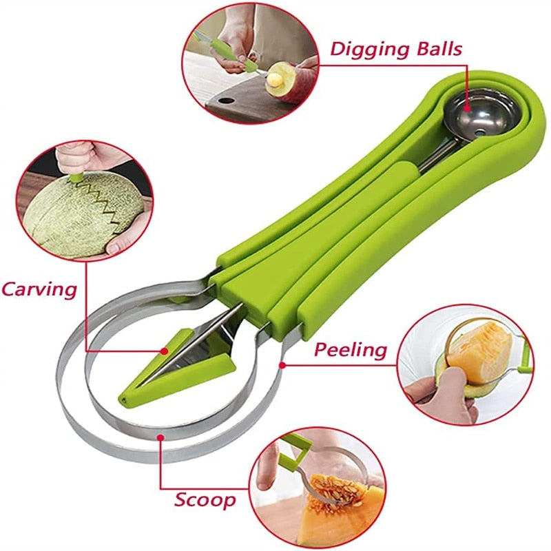 4 In 1 Watermelon Scoop Fruit Carving Knife Cutter