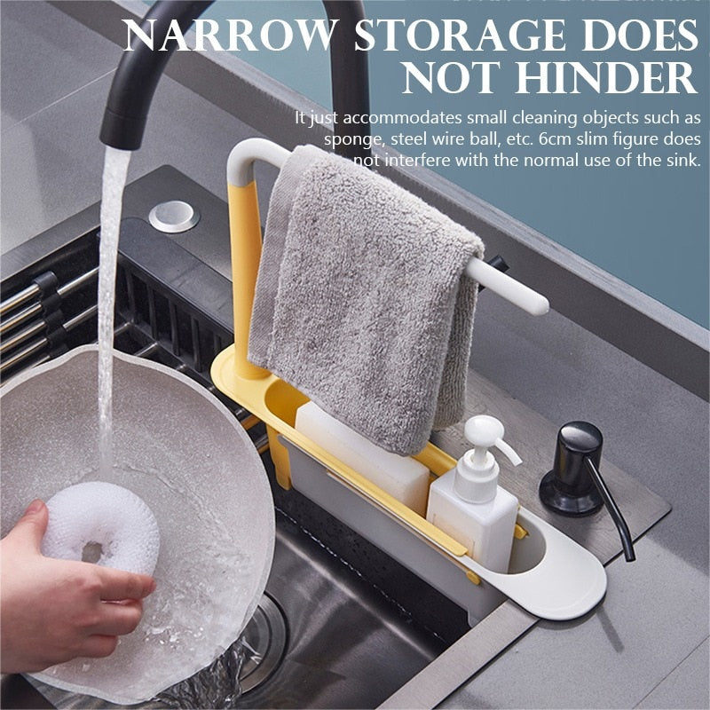 Telescopic Sink Shelf Organizer Soap Sponge Drain Rack