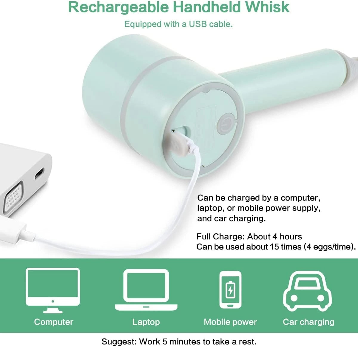 Kitchen Mini Wireless Portable USB Masher