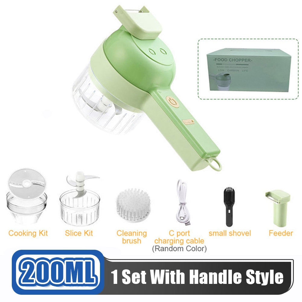 Vegetable Cutter Set 4 In 1 Handheld Electric