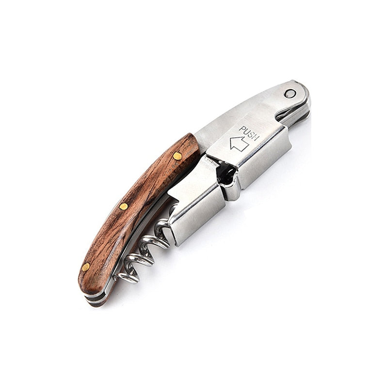 Wood Handle Corkscrew Bottle Opener