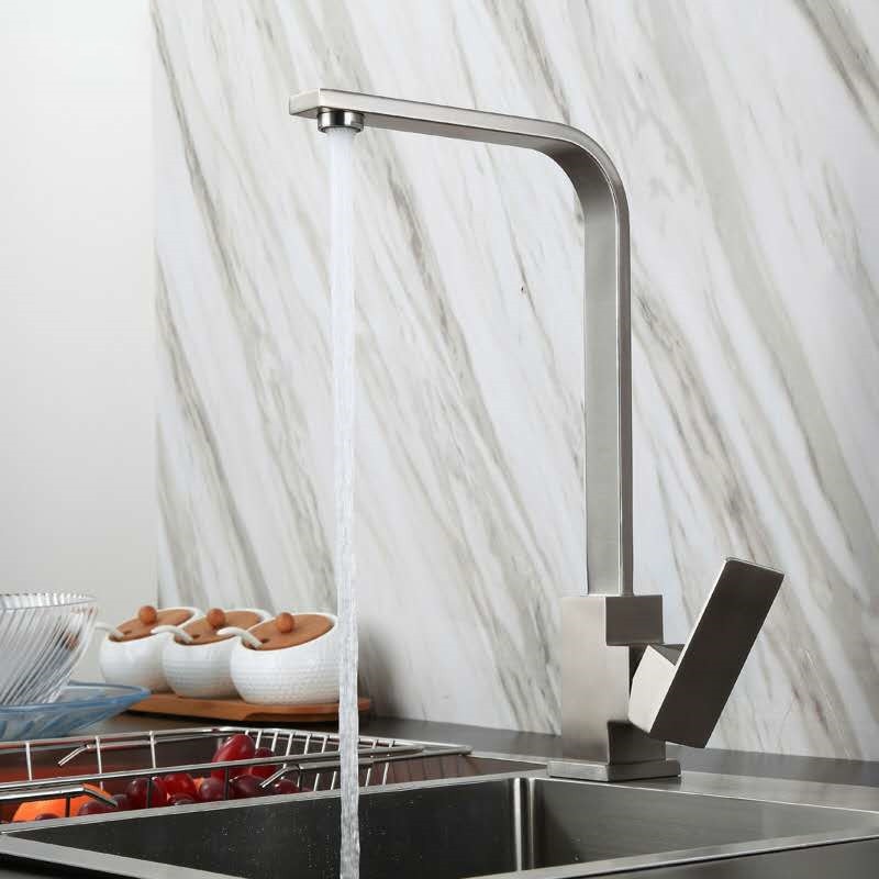 Square Kitchen Faucet Matte black Chrome Kitchen Sink