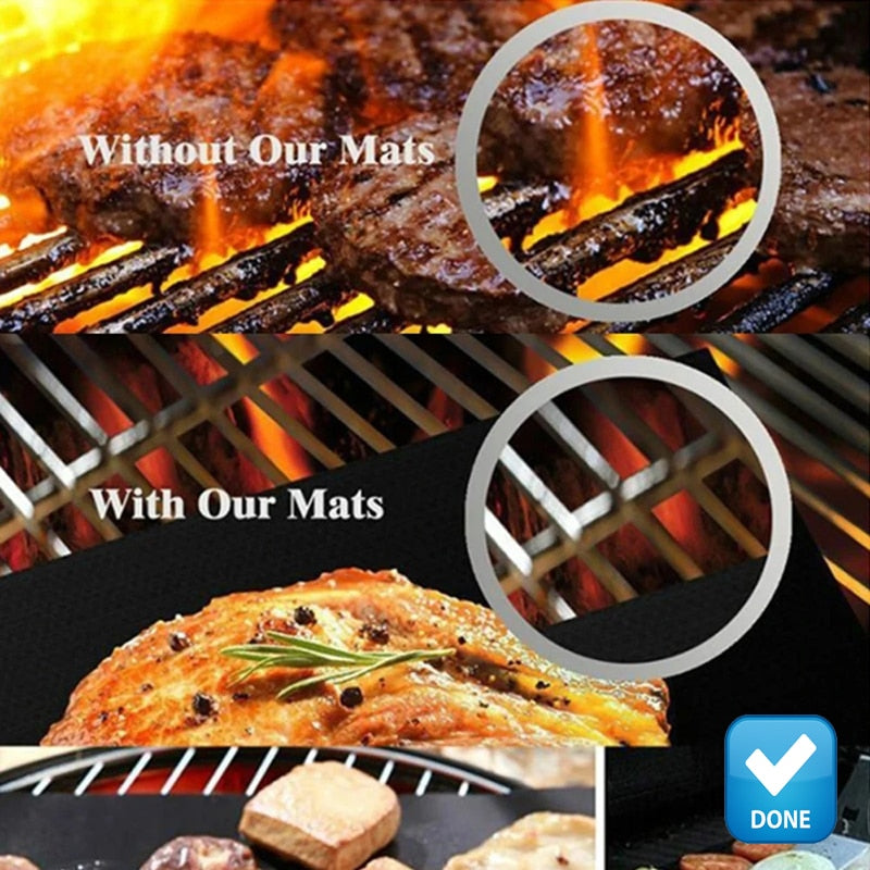 Reusable BBQ Grill Mat With Oil Brush Outdoor