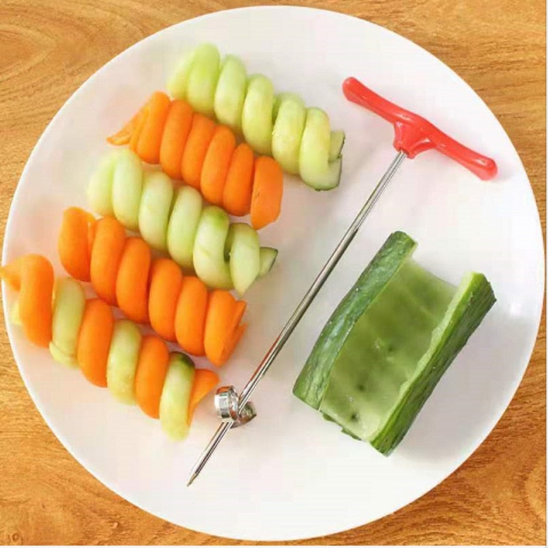 Stainless Steel Salad Curler Set Carrot Spiral Curling Grater Slicing Knife