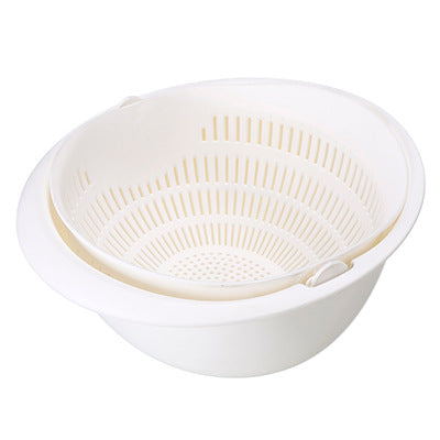 Kitchen Silicone Double Drain Basket Bowl