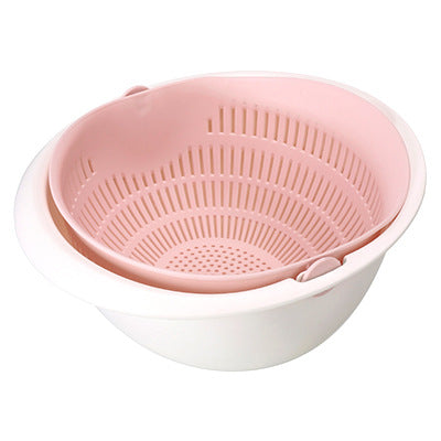 Kitchen Silicone Double Drain Basket Bowl