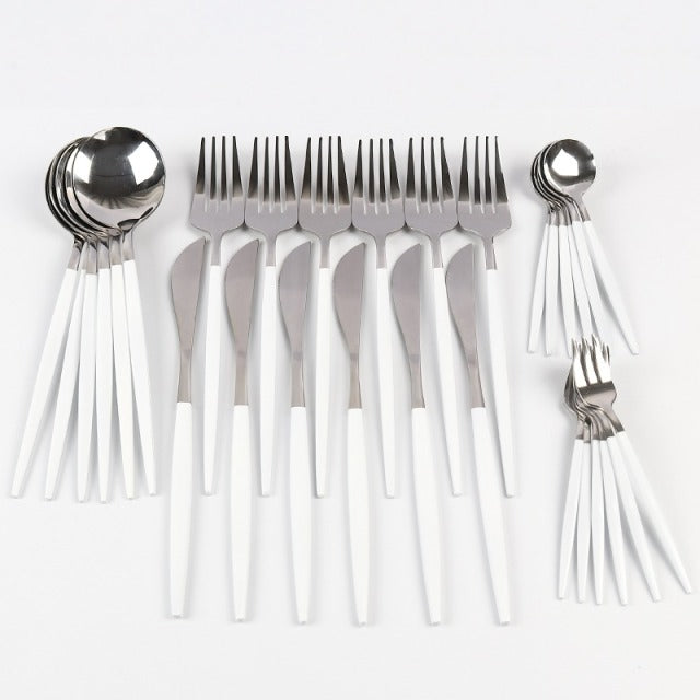 30PCs Full Tableware Multicolor Stainless Steel Cutlery