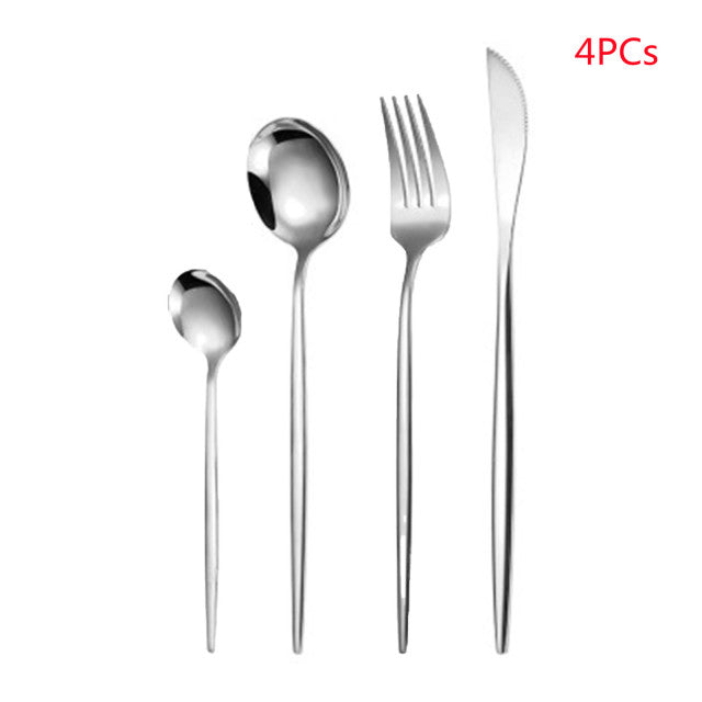 30PCs Full Tableware Multicolor Stainless Steel Cutlery