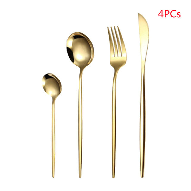 30PCs Full Tableware Multicolor Stainless Steel Cutlery