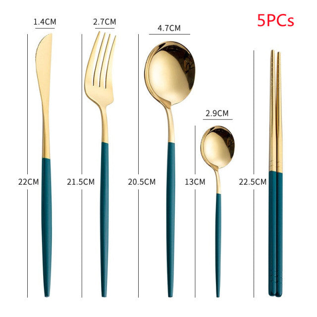 30PCs Full Tableware Multicolor Stainless Steel Cutlery