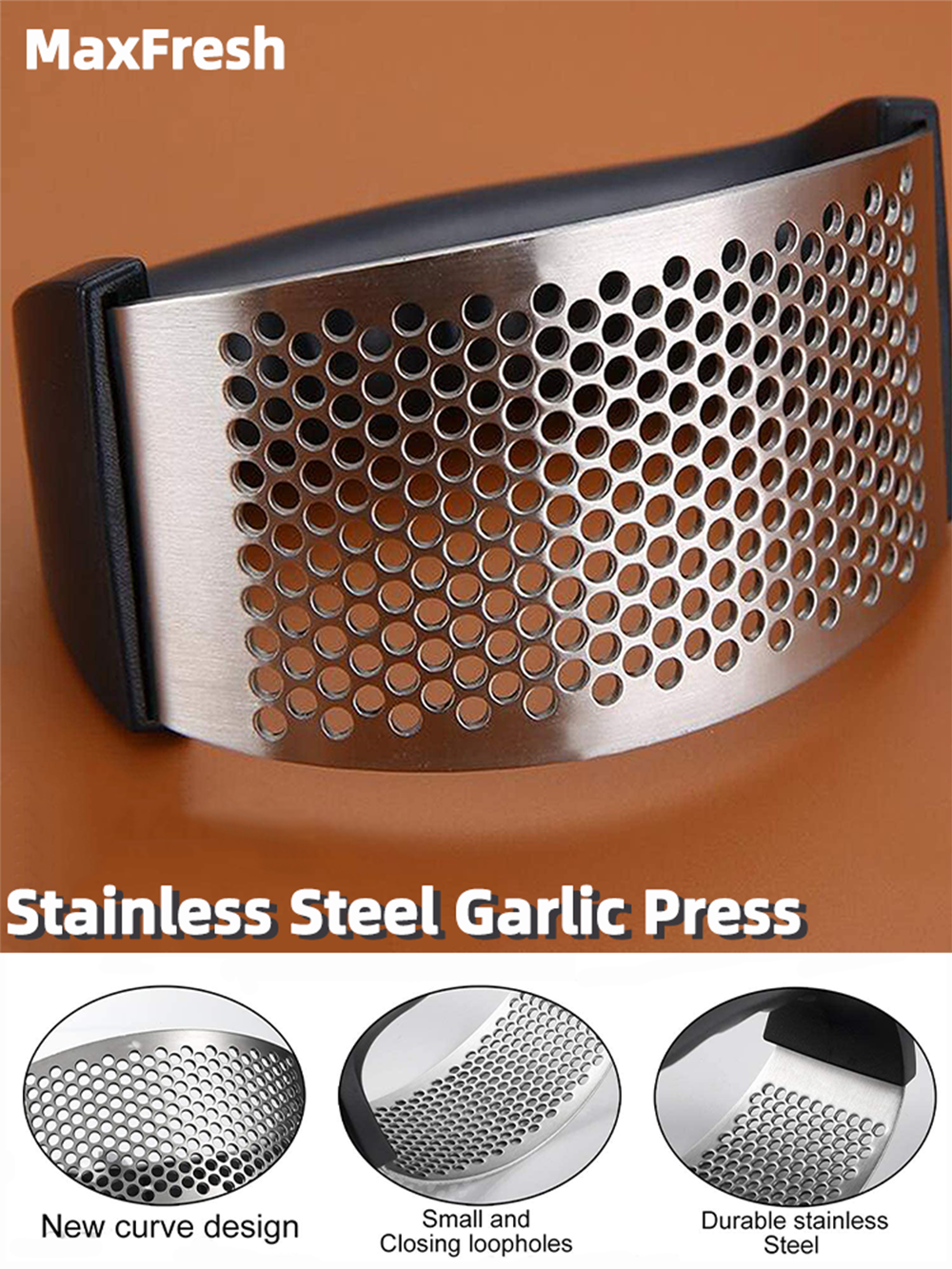 Garlic Press Stainless Steel Manual Garlic Crusher