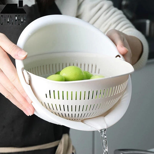 Kitchen Silicone Double Drain Basket Bowl